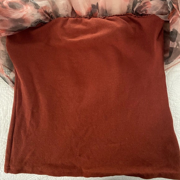 DOLAN Tiered Organza Floral Ruffle Blouse Top  Medium - Picture 6 of 10